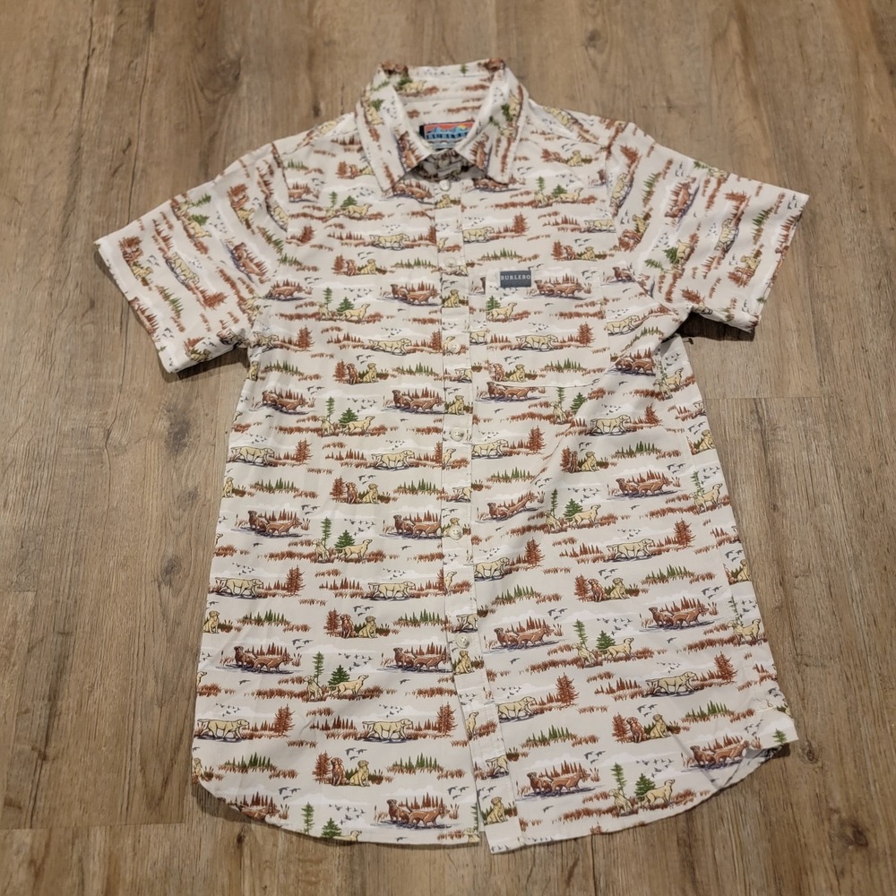 Burlebo Button Shirt Mens Small Lot Of 2 All Over Print Prairie Dog Birds Outdoo - Picture 6 of 9